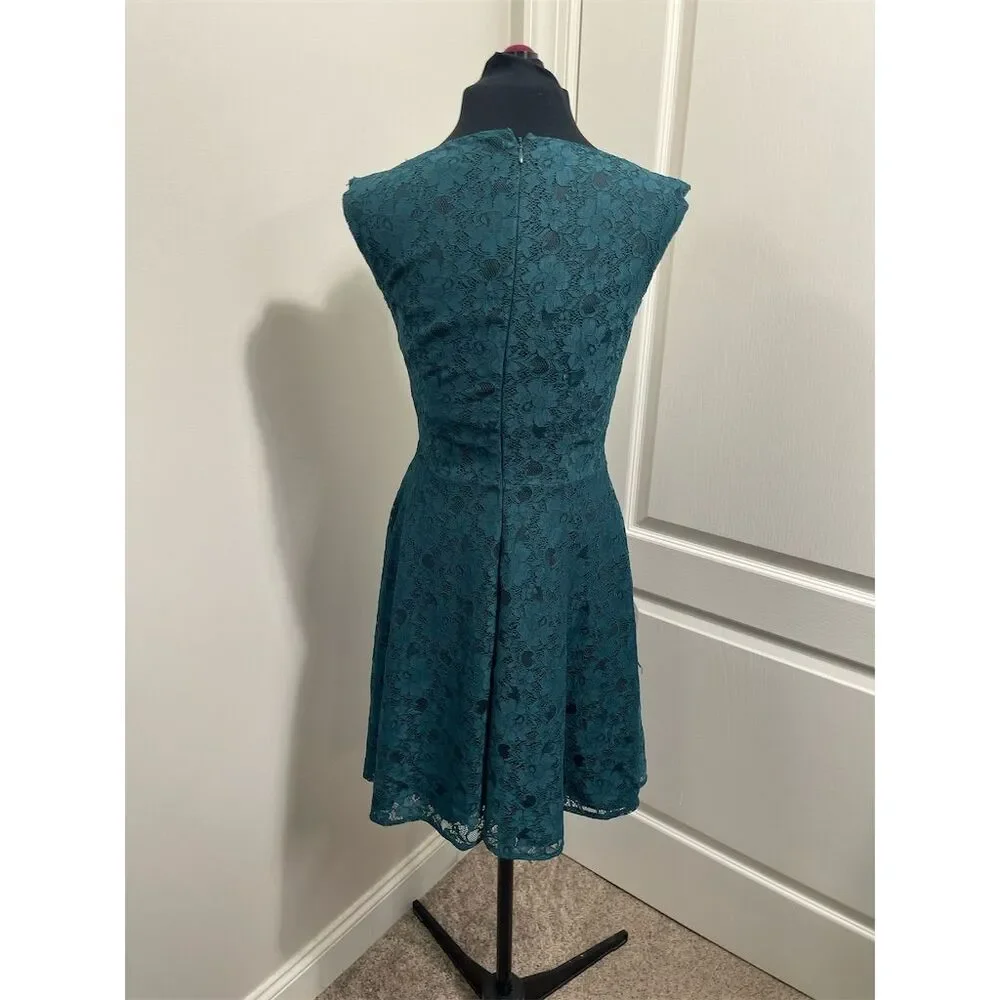Speechless Women's Green Fit & Flare Lace Knee Length Dress Size 4 SKU12